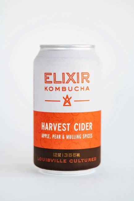 Order Elixir Kombucha - Harvest Cider (12 oz. can) food online from Green District Salads store, Louisville-Jefferson County on bringmethat.com