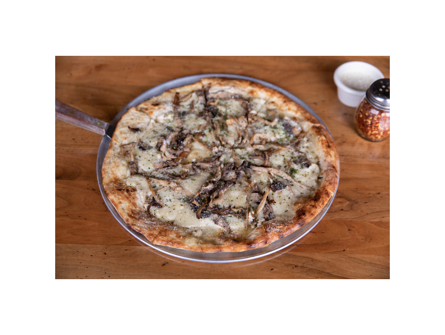 Order FUNGHI (MUSHROOM PIZZA) 14" food online from Patxi's Chicago Pizza store, San Francisco on bringmethat.com