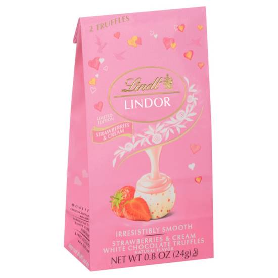 Order Lindt LINDOR Valentine's Strawberries and Cream White Chocolate Candy Truffles Mini Bag, 0.8 oz. Bag food online from CVS store, WALKERTOWN on bringmethat.com