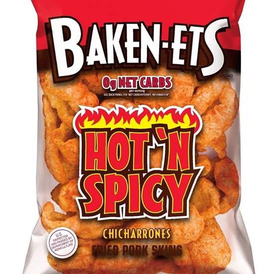Order Baken-Ets 2 3/8oz Hot n Spicy Pork Skins food online from Hammer Liquor store, Stockton on bringmethat.com