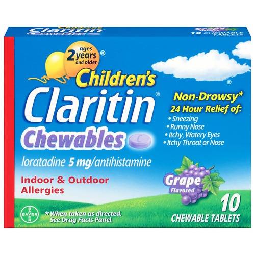 Order Claritin Children's 24 Hour Allergy Relief Chewable Tablets Grape - 10.0 ea food online from Walgreens store, Forney on bringmethat.com
