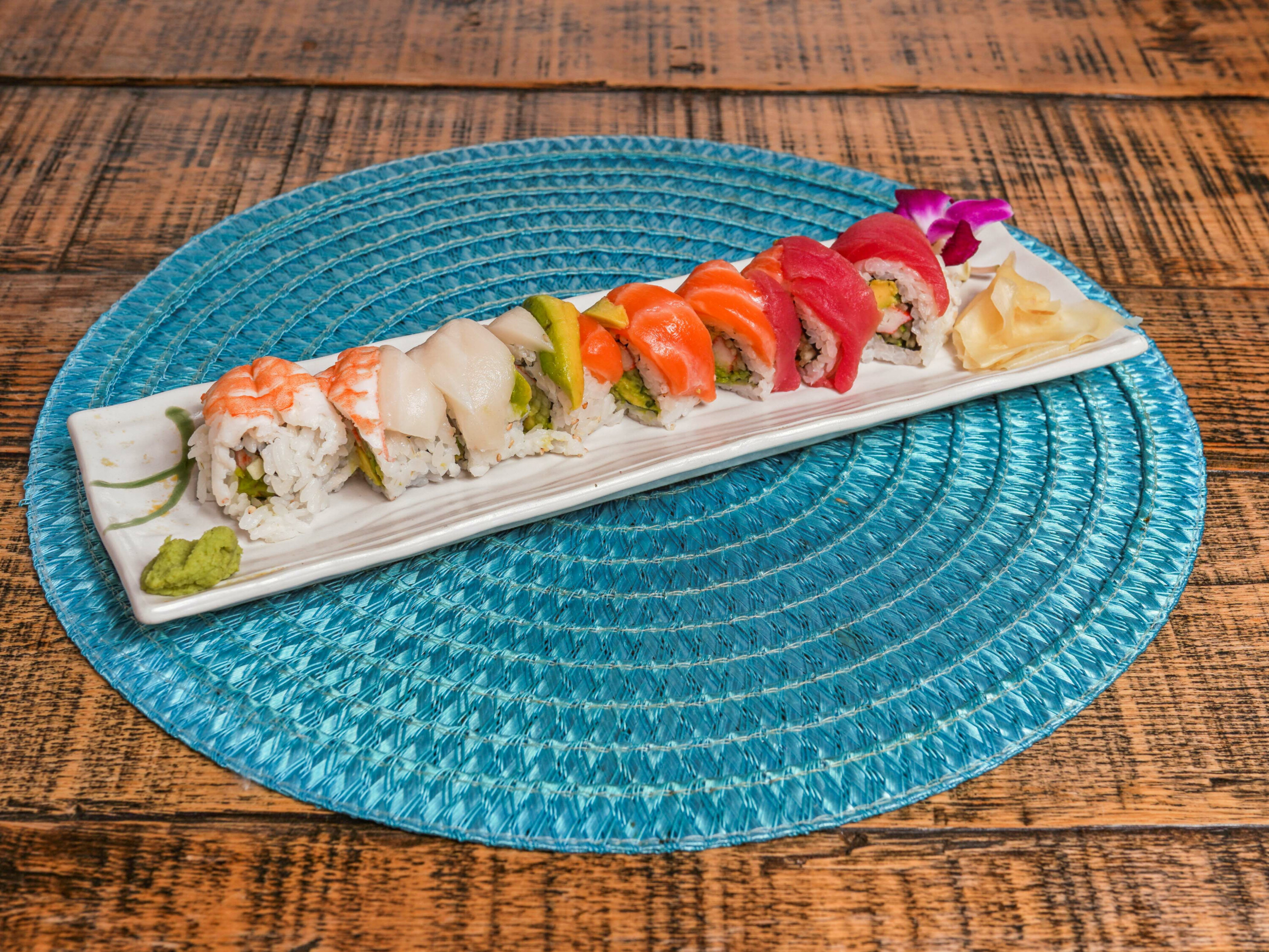 Order Rainbow Roll food online from Simply Sushi & Co. store, Northbrook on bringmethat.com