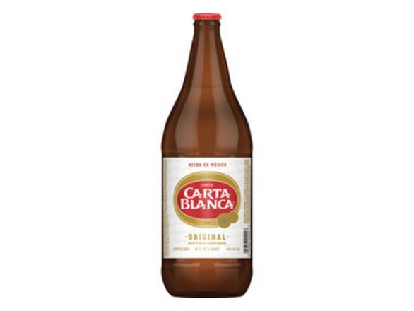 Order Carta Blanca Mexican Lager Beer - 32oz Bottle food online from Jenny Liquors store, Mt Prospect on bringmethat.com