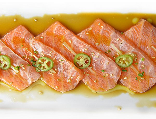 Order HS06. Seared Salmon with Citrus Sauce food online from Miyoda Sushi store, Redondo Beach on bringmethat.com