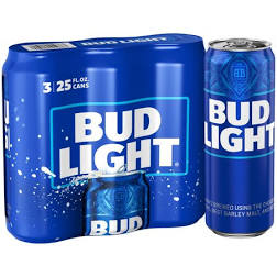 Order Bud Light Beer, 25 oz. - 3 Pack food online from Spades Liquor store, Los Angeles on bringmethat.com