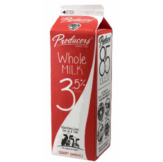 Order Producers Milk - Whole 3.5% - Quart food online from IV Deli Mart store, Goleta on bringmethat.com