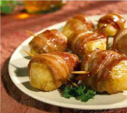 Order Bacon Wrapped Scallops (8 Pieces) food online from Mannys Place store, Willowick on bringmethat.com