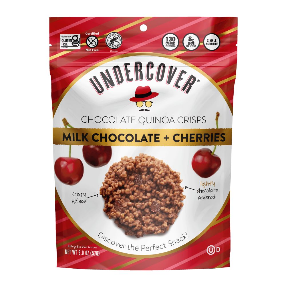 Order Undercover Snacks Milk Chocolate + Cherry Chocolate Quinoa Crisps - 2 oz food online from Rite Aid store, MILLER PLACE on bringmethat.com
