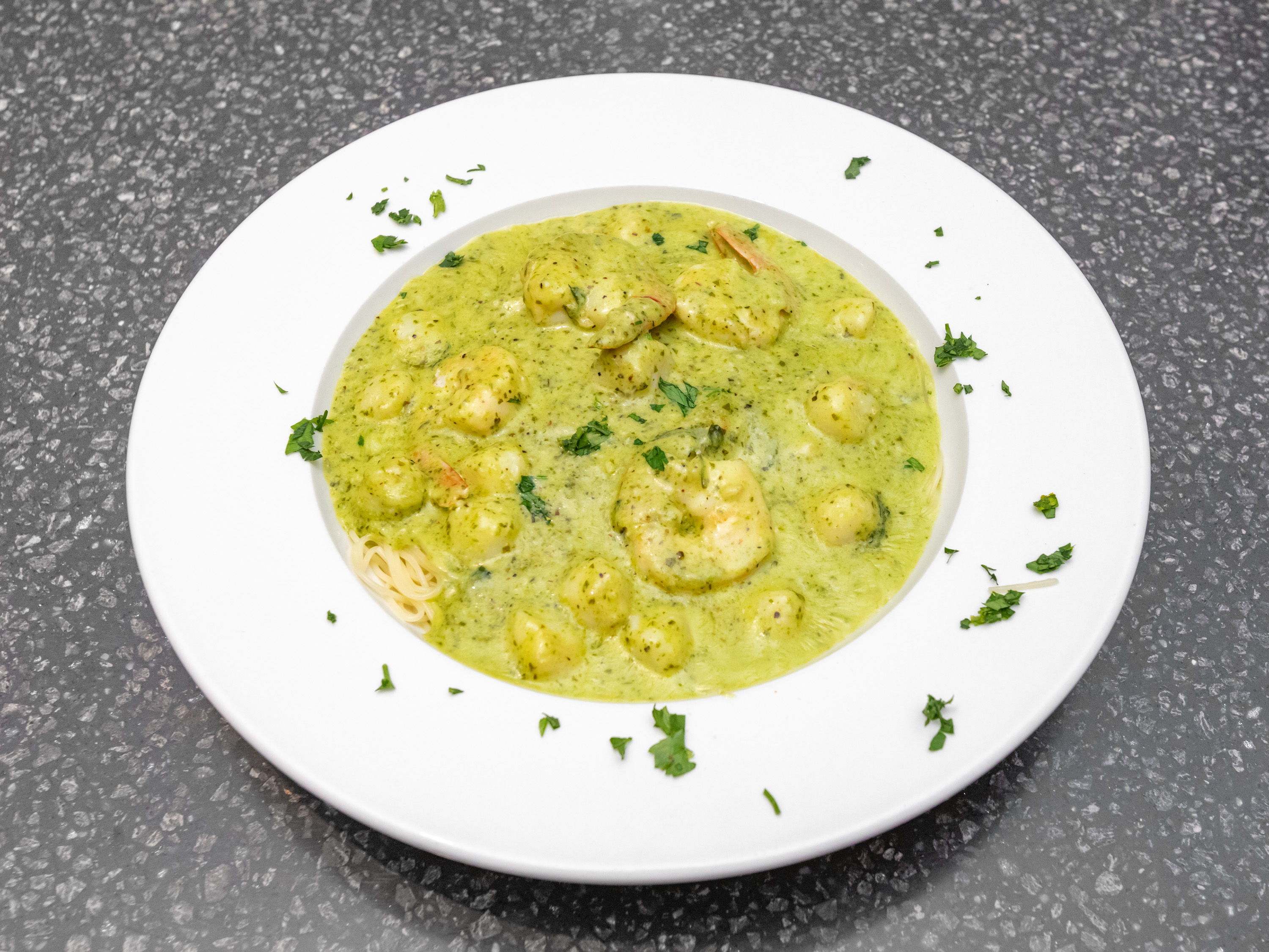 Order Shrimp and Scallop Pesto food online from Villa Amore store, Lincoln on bringmethat.com