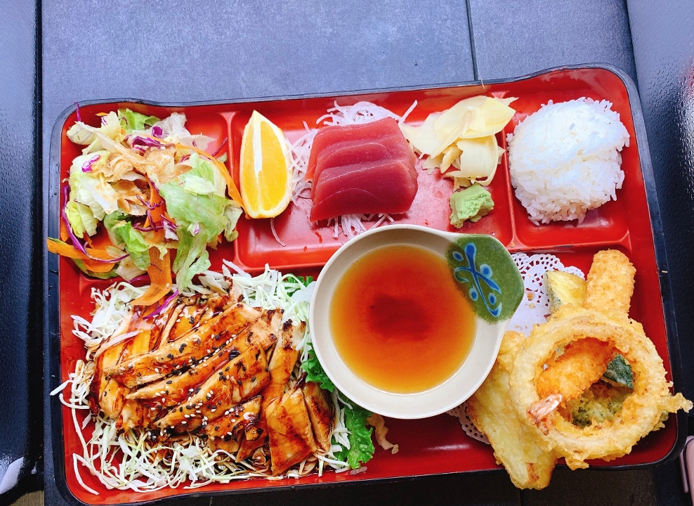 Order A3-Chicken/TEM/Sashimi food online from Sushi Plus store, Redwood City on bringmethat.com