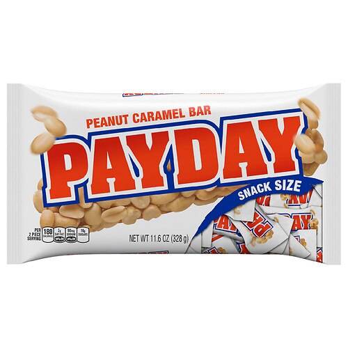Order PayDay Halloween Snack Size Candy Bars, Individually Wrapped, Small Bag Peanut Caramel - 11.6 oz food online from Walgreens store, KEYSER on bringmethat.com