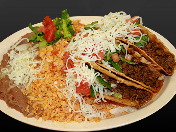 Order 7. Hard Shell Taco Dinner Combo Meal food online from El Famous Burrito store, Naperville on bringmethat.com