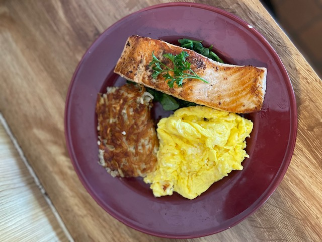 Order Salmon and Eggs Breakfast  food online from Ricks Restaurant store, Palm Springs on bringmethat.com