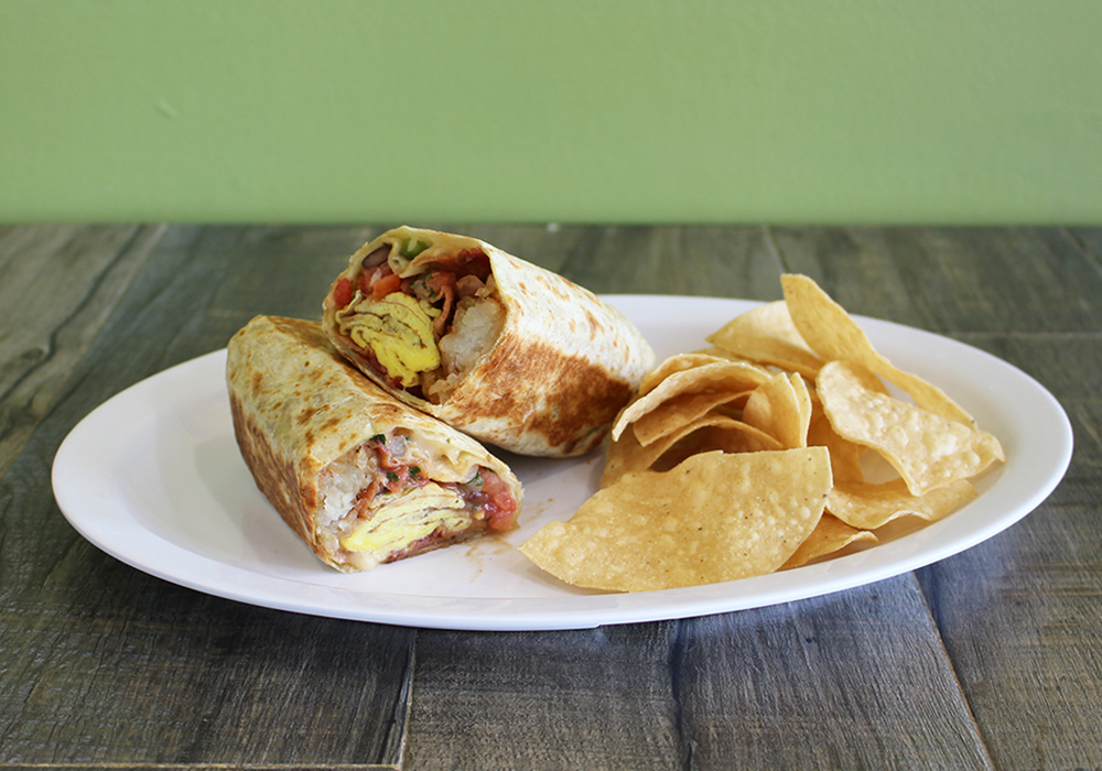 Order Breakfast Burrito food online from Bennys Tacos & Chicken Rotisserie store, Santa Monica on bringmethat.com