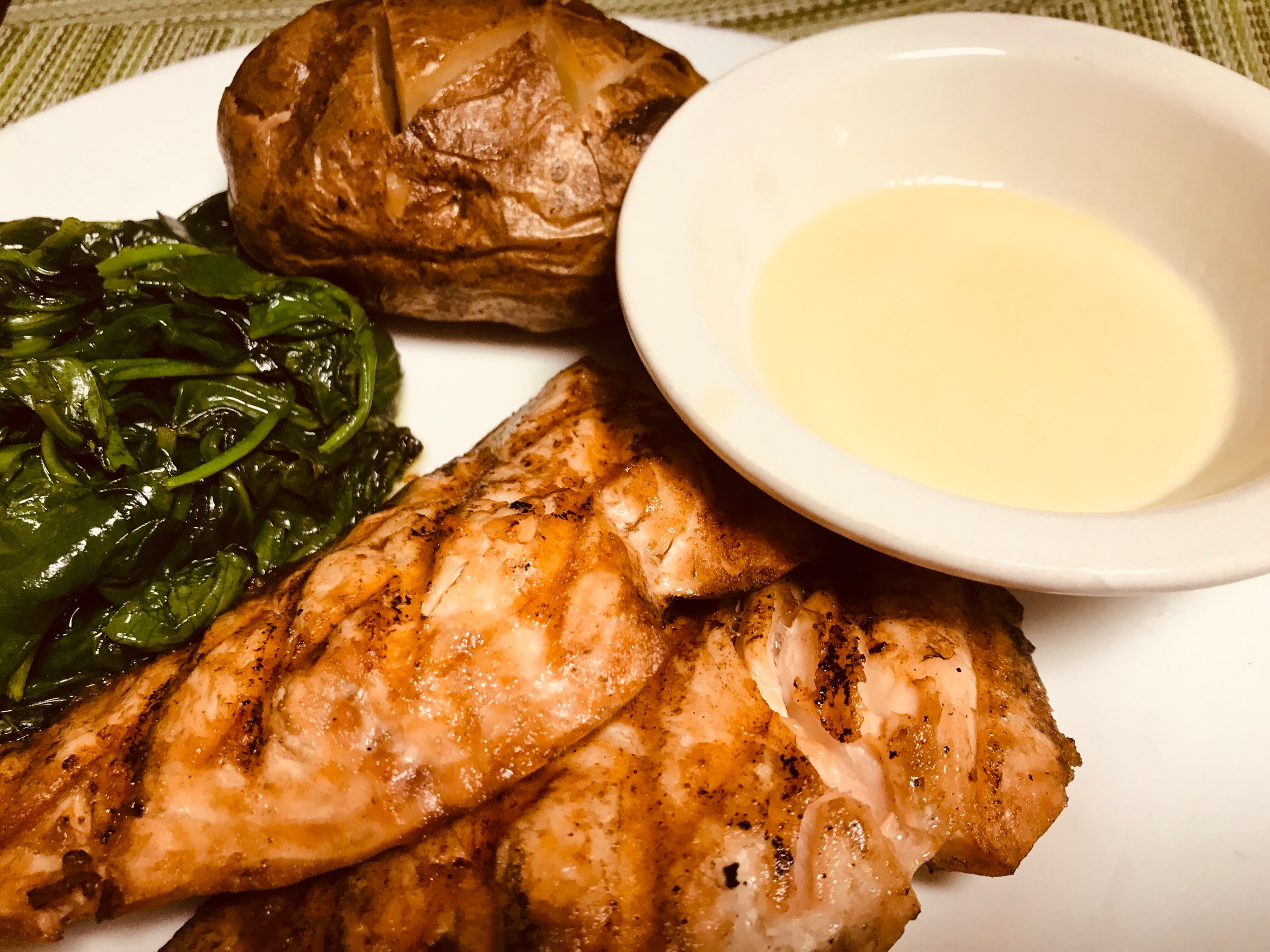 Order Grilled North Atlantic Salmon Filet food online from Ej's luncheonette store, New York on bringmethat.com