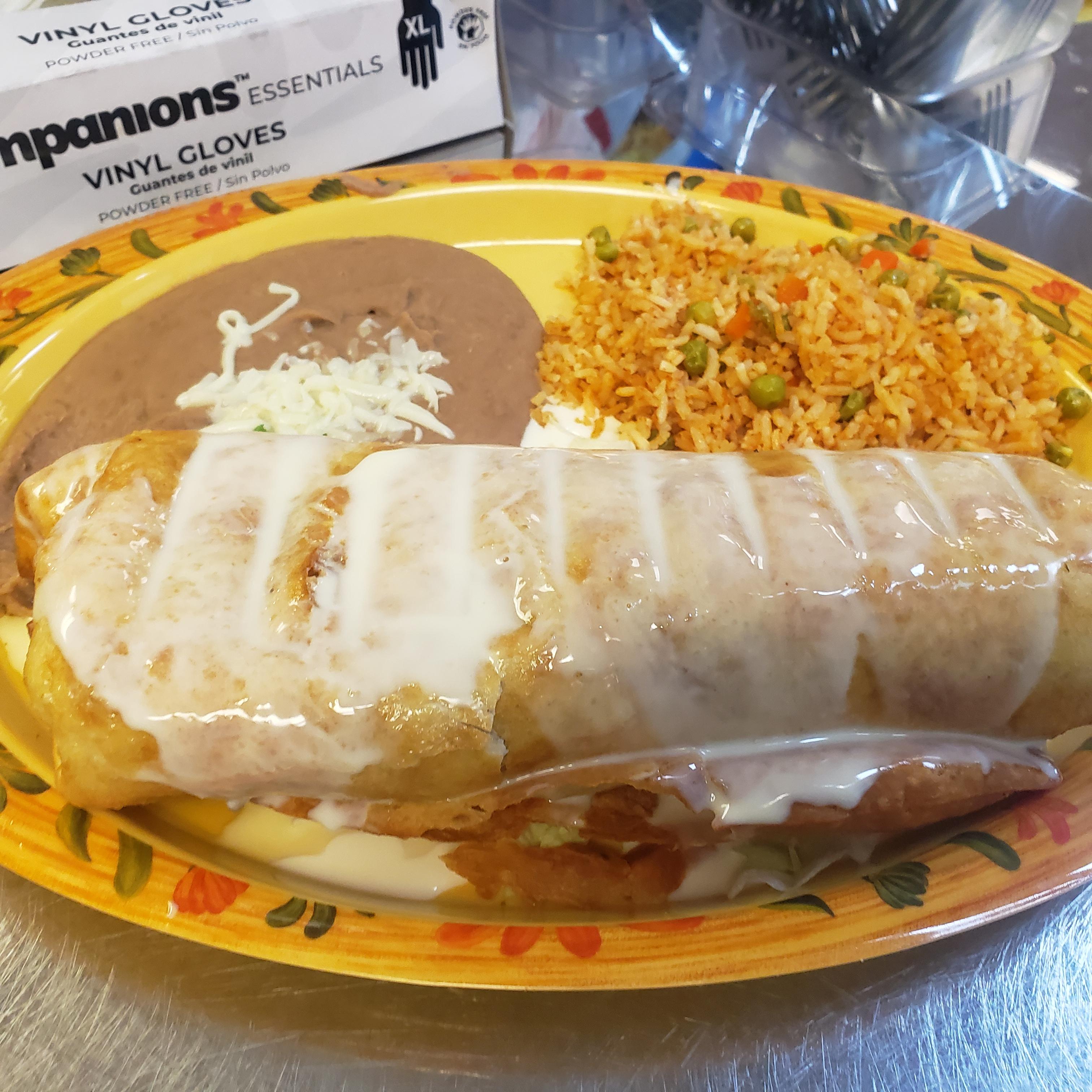 Order Chimichanga Platter food online from Tony Tacos Downtown store, Bloomington on bringmethat.com