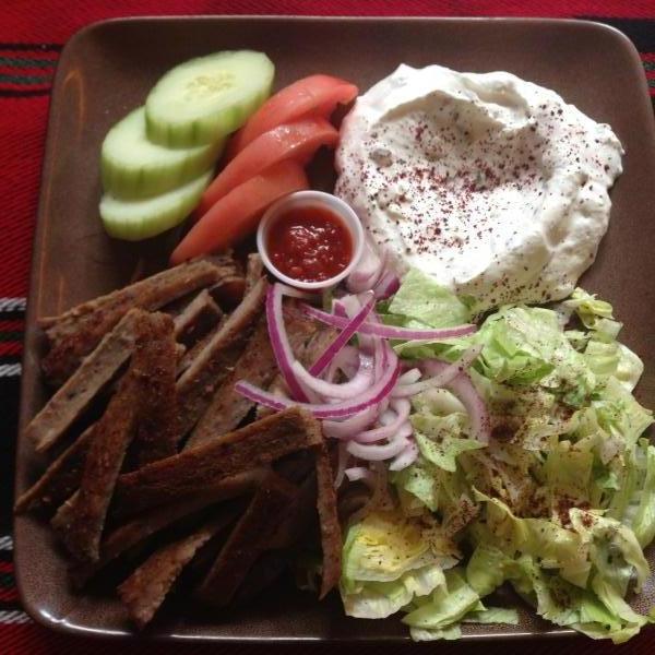 Order Lamb and Beef Gyro Platter food online from Baladie Gourmet Cafe store, San Francisco on bringmethat.com
