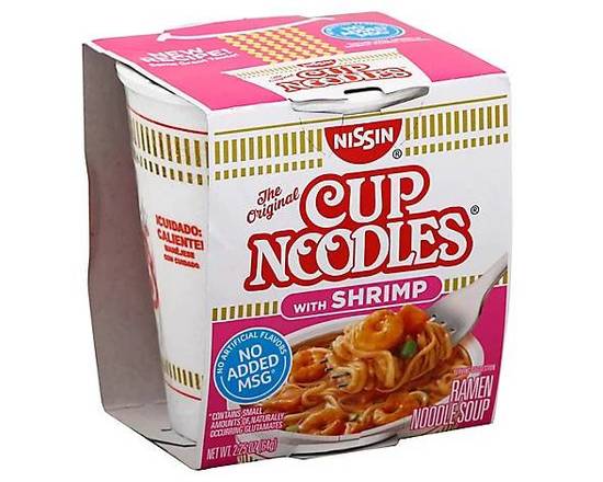 Order Nissin Cup Noodles with Shrimp Ramen Noodle Soup 2.25 oz food online from Starway Liquor store, Bell Gardens on bringmethat.com