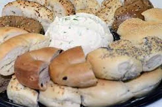 Order Bagel Tray with Choice of cream cheese food online from Nyc Bagel & Sandwich Shop store, Colleyville on bringmethat.com