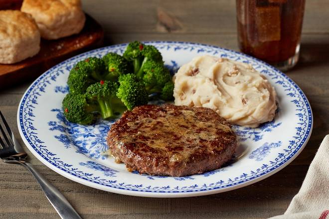 Order Hamburger Steak** food online from Cracker Barrel Old Country Store store, Copley on bringmethat.com