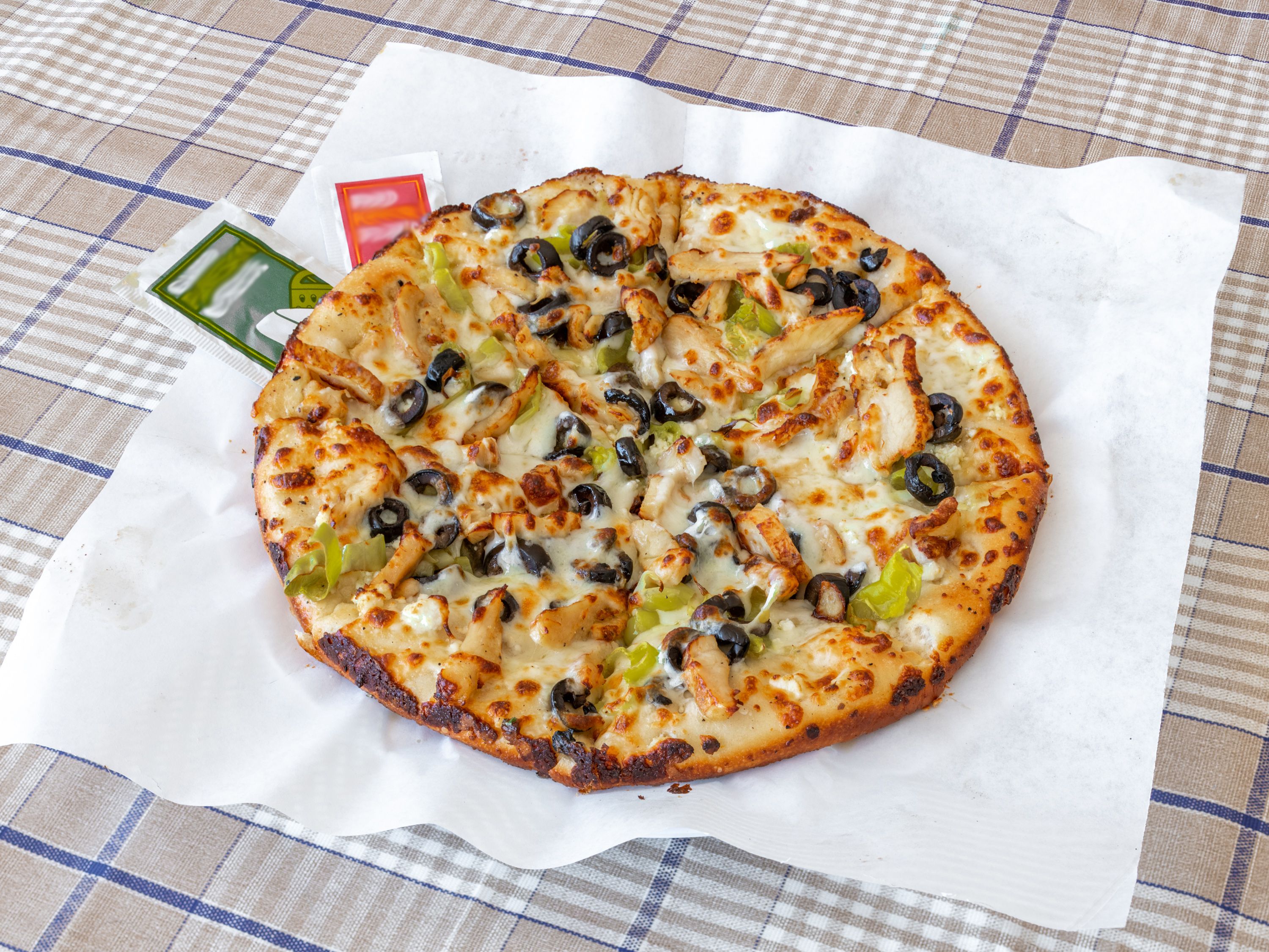 Order 7. Greek Pizza food online from Milano's Pizza store, Waxahachie on bringmethat.com