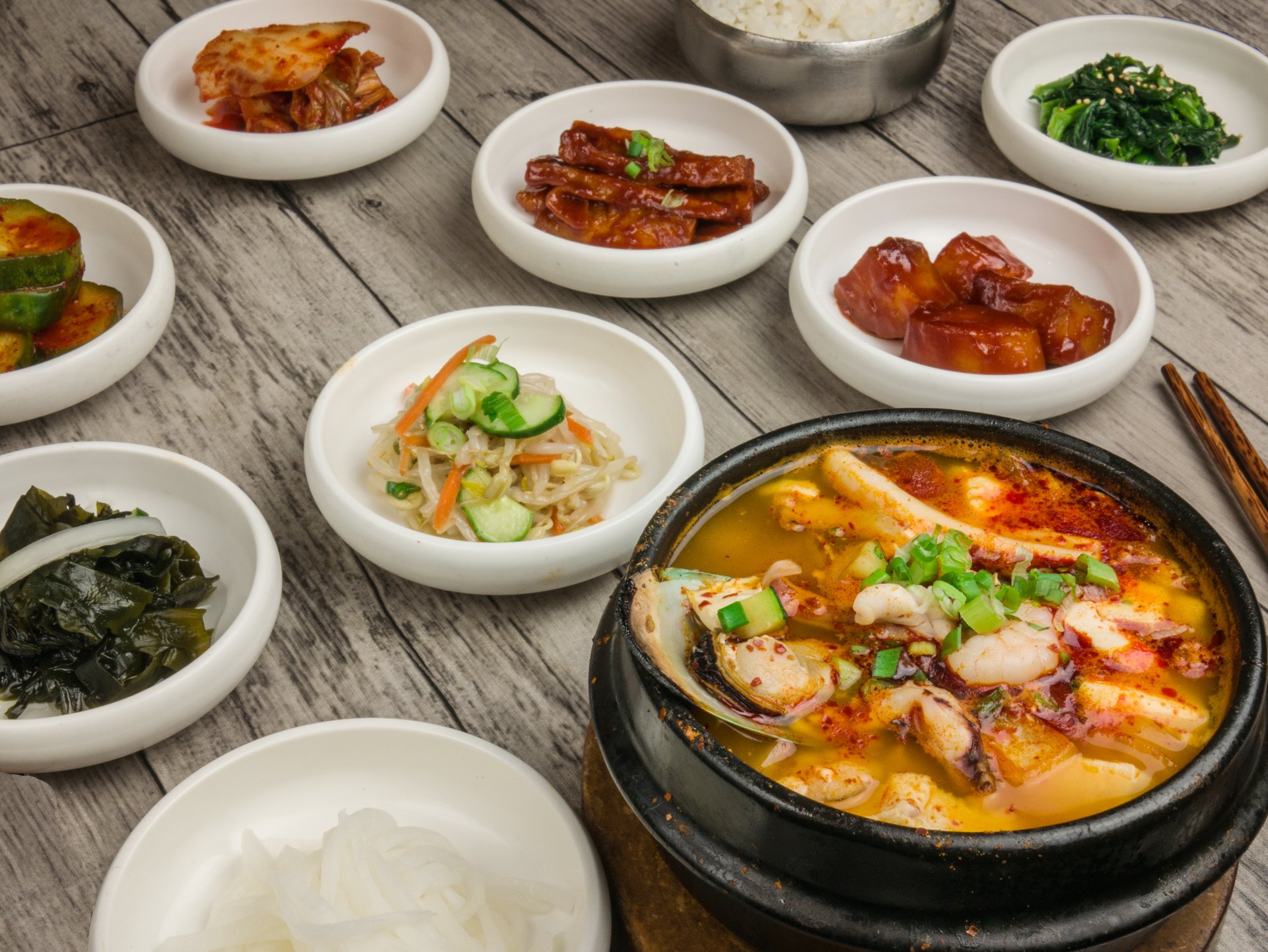 Order Soon Tofu Jji-Gae food online from Korea Garden Restaurant store, Houston on bringmethat.com