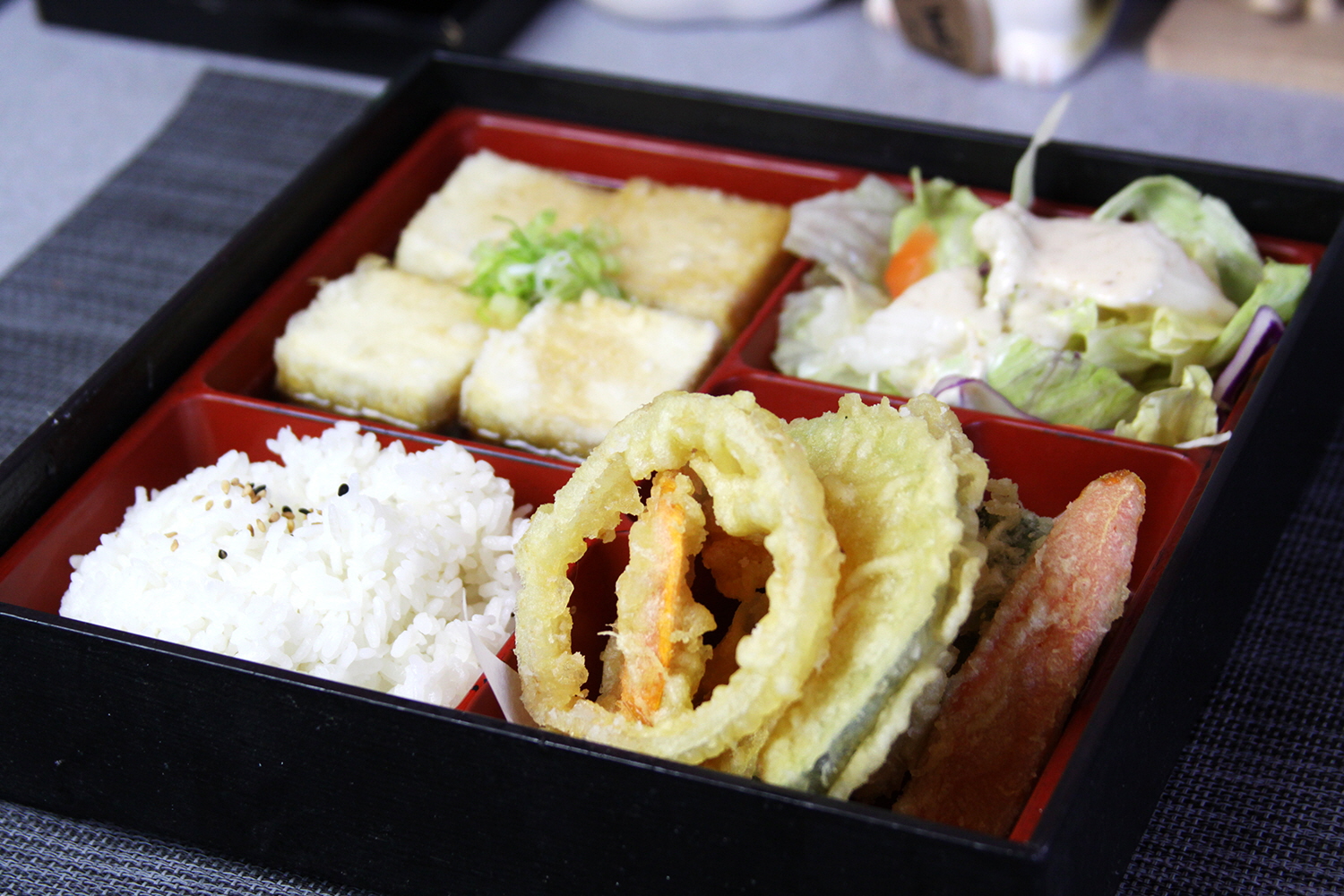 Order 3 Vegetarian Bento food online from Kippu Japanese Cuisine store, San Francisco on bringmethat.com