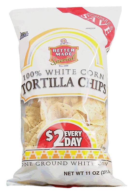 Order Better Made 100% White Corn Tortilla Chips food online from Deerings Market store, Traverse City on bringmethat.com