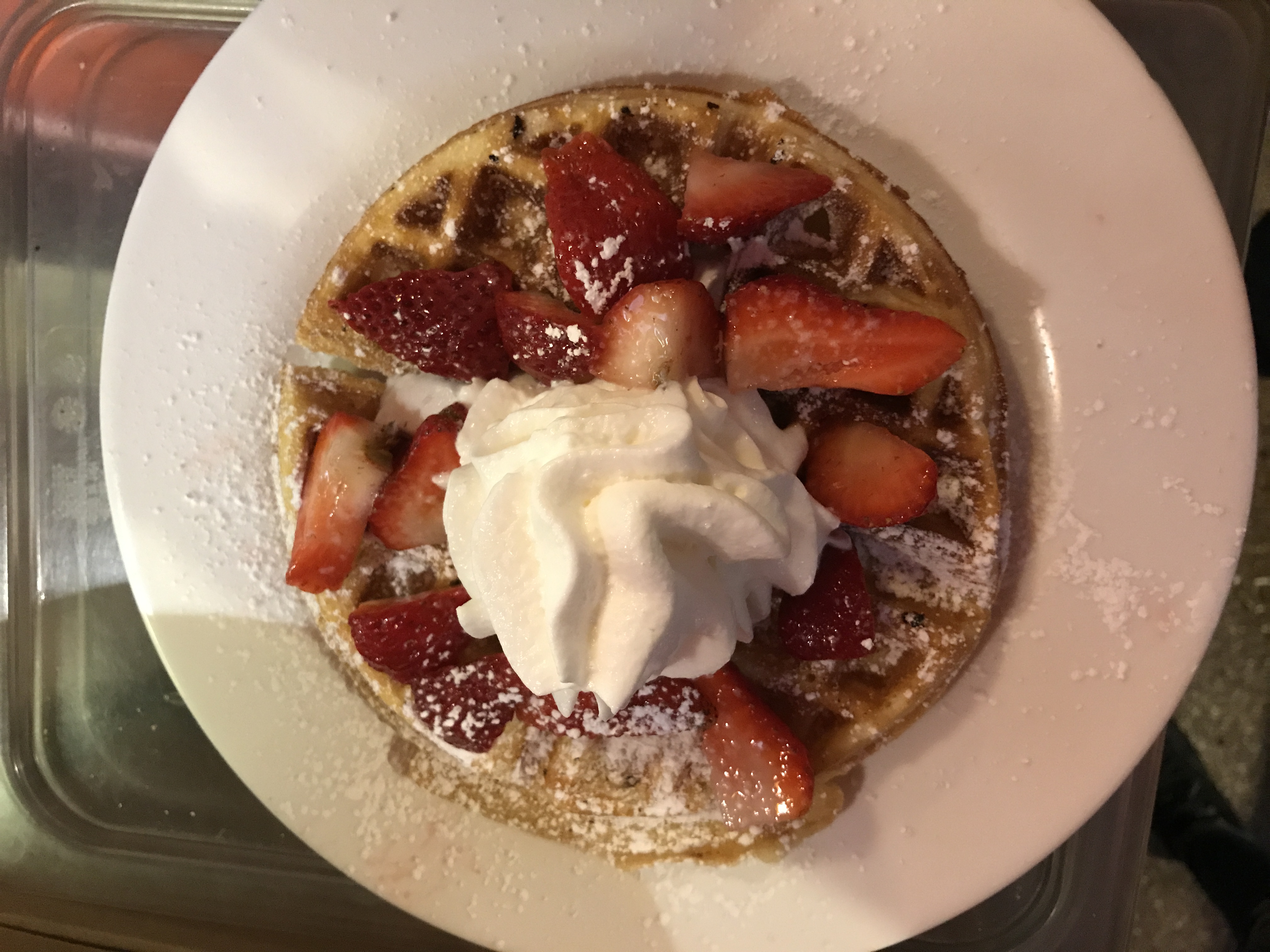 Order Strawberry and Whipped Cream Waffles food online from Sunburst Espresso Bar store, New York on bringmethat.com