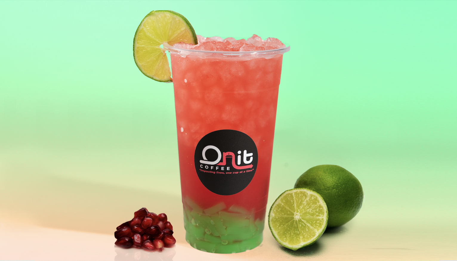 Order Pomegranate Lime Onergy with Green Apple Jelly food online from Onit Coffee store, Elk Grove on bringmethat.com
