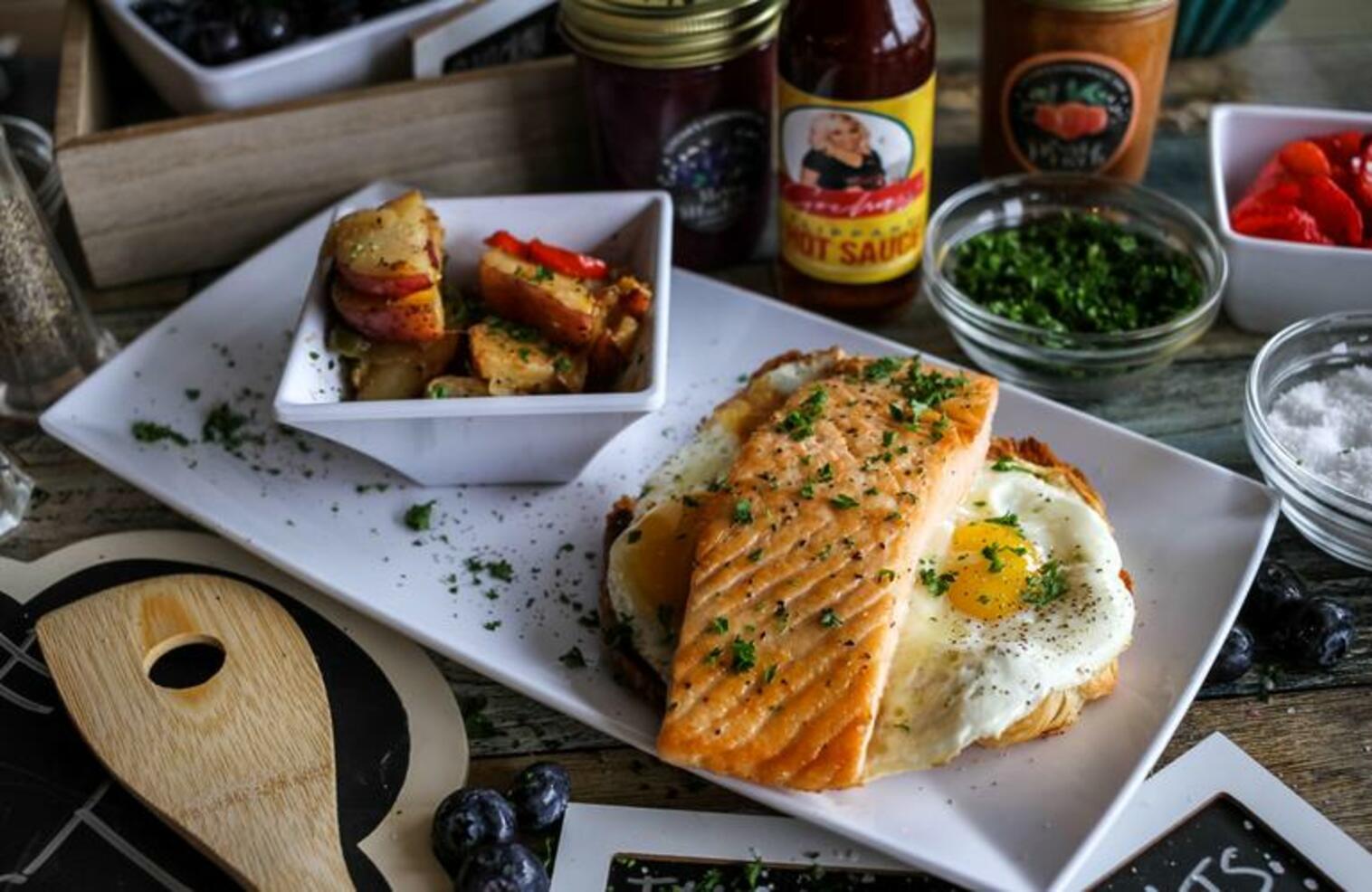 Order Salmon, Egg, & Cheese Croissant food online from Gocha Breakfast Bar store, Fayetteville on bringmethat.com