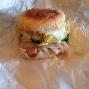 Order Egg Spinach Turkey and Cheese Sandwich Breakfast food online from Kefa Coffee store, Oakland on bringmethat.com