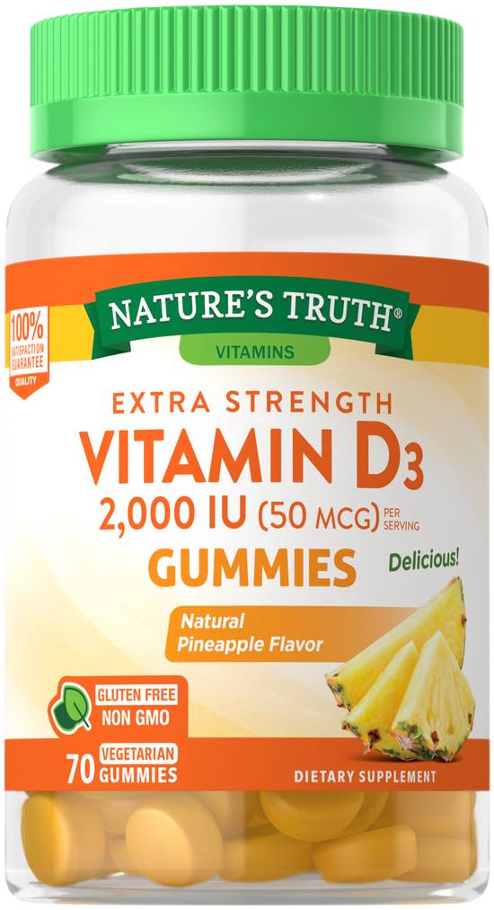 Order Nature's Truth Extra Strength Vitamin D3 Gummies 50 mcg 2,000 IU (70 ct) food online from Rite Aid store, Palm Desert on bringmethat.com