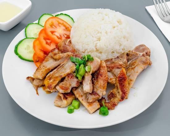 Order E1. Pork Chop on Rice food online from Tasty House store, Westbury on bringmethat.com