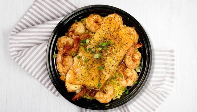Order *Salmon & Shrimp Rice Bowl food online from Bailey Seafood store, Buffalo on bringmethat.com