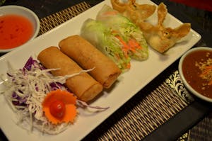 Order A13. Three In One Sampler Platter food online from Siam Terrace store, Urbana on bringmethat.com