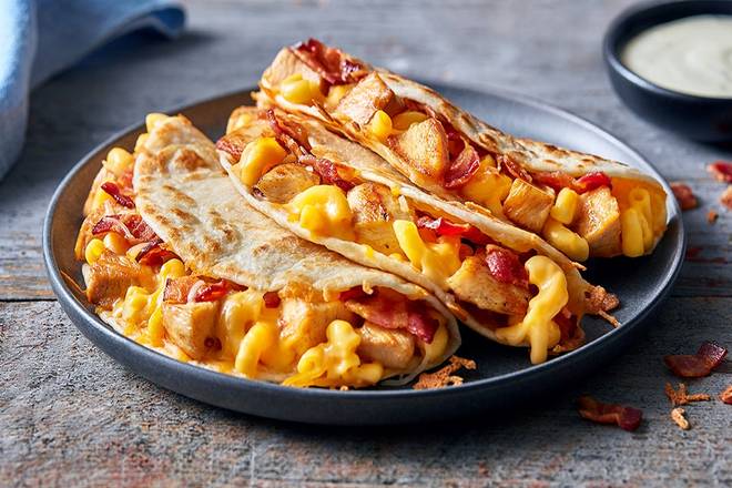 Order Chicken, Bacon, Mac & Cheese Quesadillas food online from Papa Corazón’S Quesadillas store, Lithonia on bringmethat.com