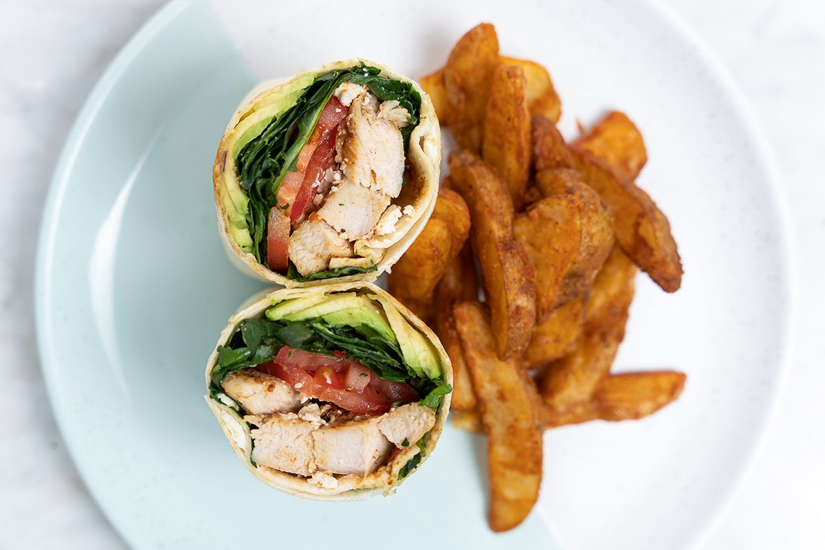 Order Spiced Chicken Wrap food online from Bluestone Lane Cafe store, Los Angeles on bringmethat.com