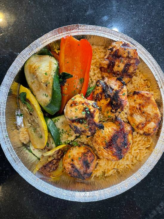 Order Chicken Kabob Entree food online from Pita Grill &Amp; Creperie store, Summit on bringmethat.com