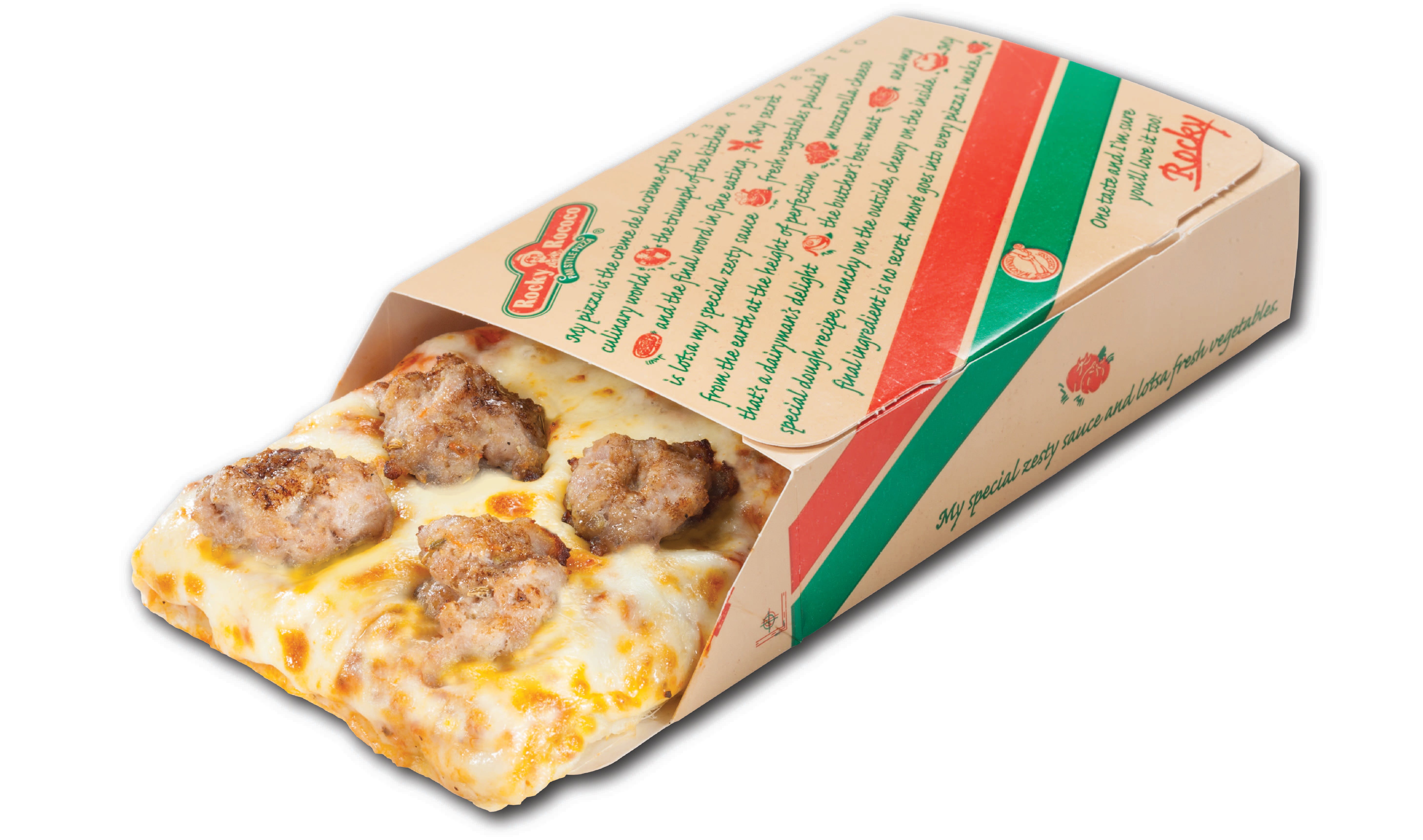 Order Italian Sausage Regular Pizza Slice - 1/2 lb. food online from Rocky Rococo store, Wausau on bringmethat.com