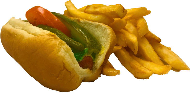 Order Hot Dog with Fries food online from Scatchell Beef & Pizza store, Cicero on bringmethat.com