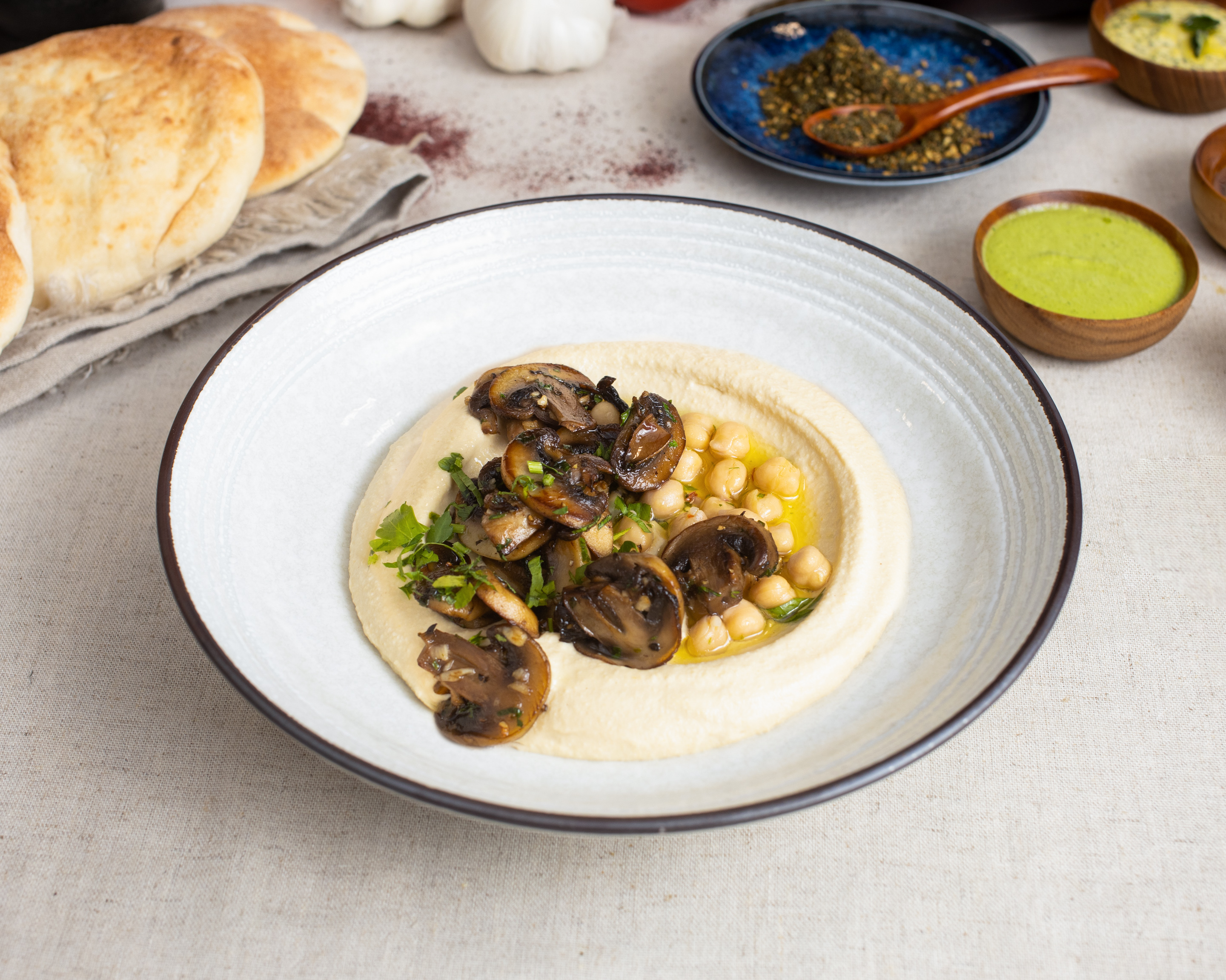 Order Hummus with Mushroom Ragu food online from Za'atar store, San Francisco on bringmethat.com