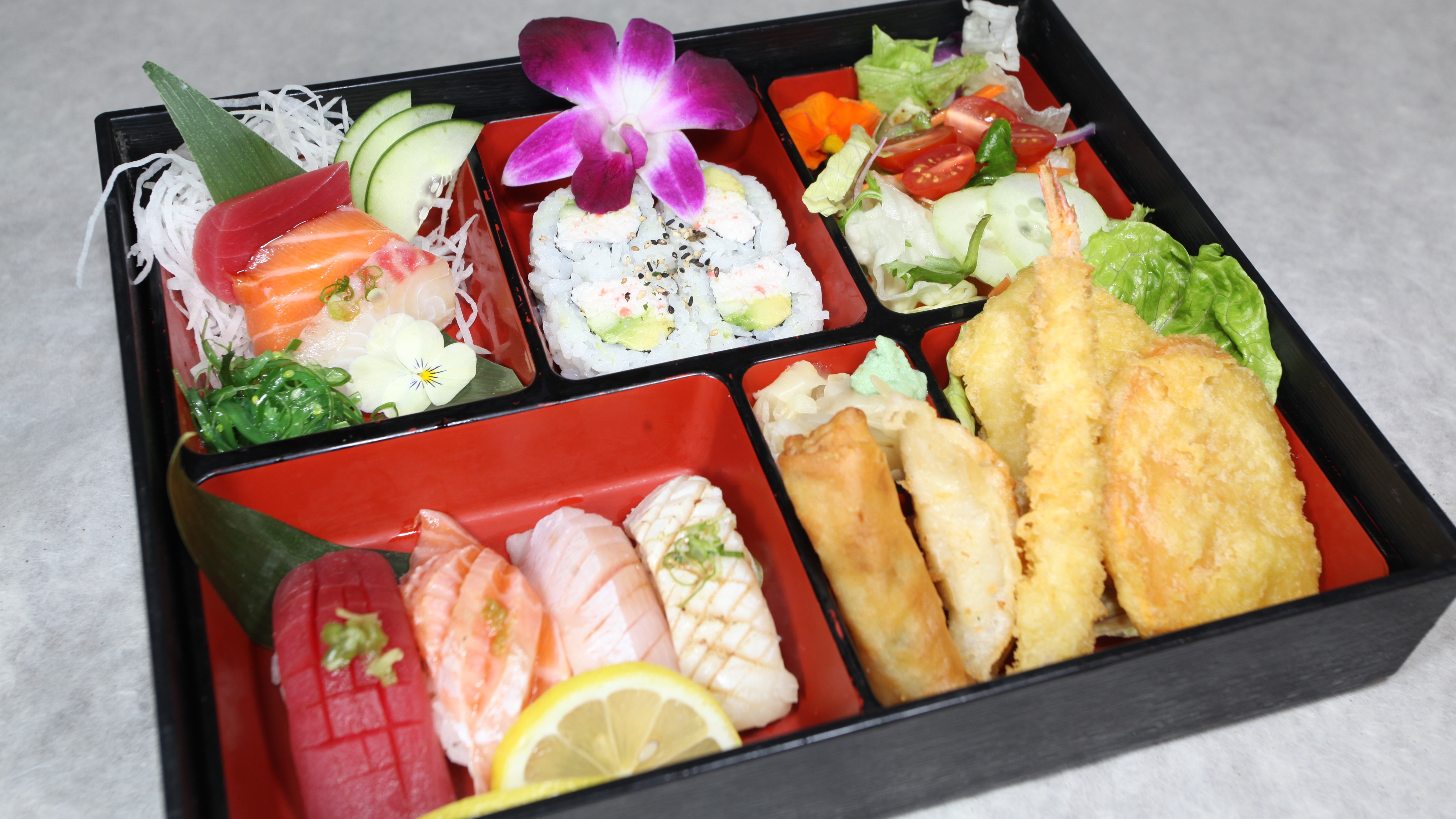 Order SUSHI+SASHIMI BENTO BOX (D) food online from Umiya Cedar Park store, Cedar Park on bringmethat.com