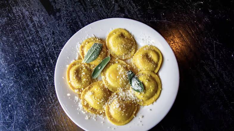 Order Squash Ravioli with Brown Butter and Sage food online from Comella's store, Needham on bringmethat.com