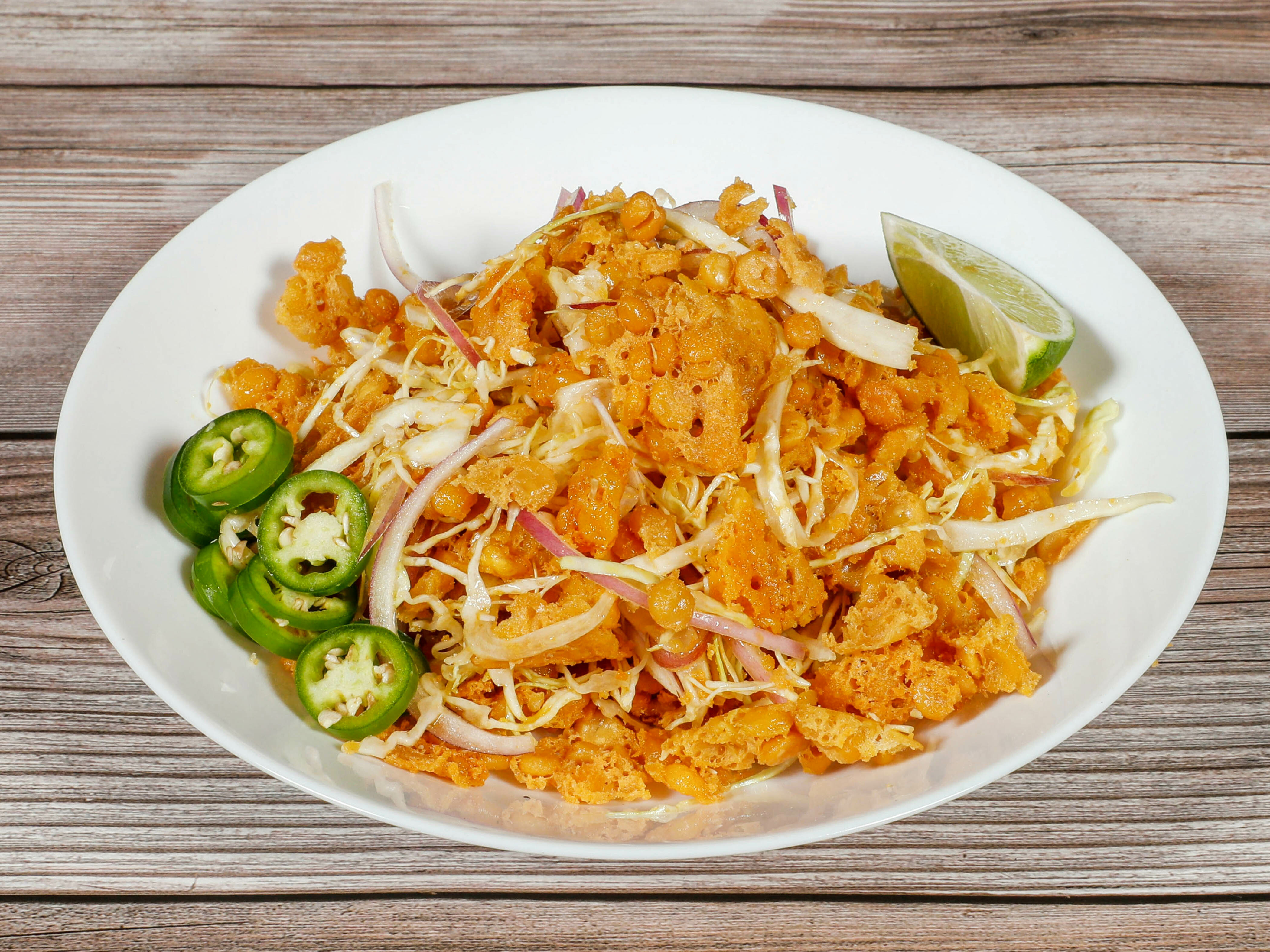 Order Crispy Fried Pea Salad food online from Burmese Kitchen store, San Francisco on bringmethat.com