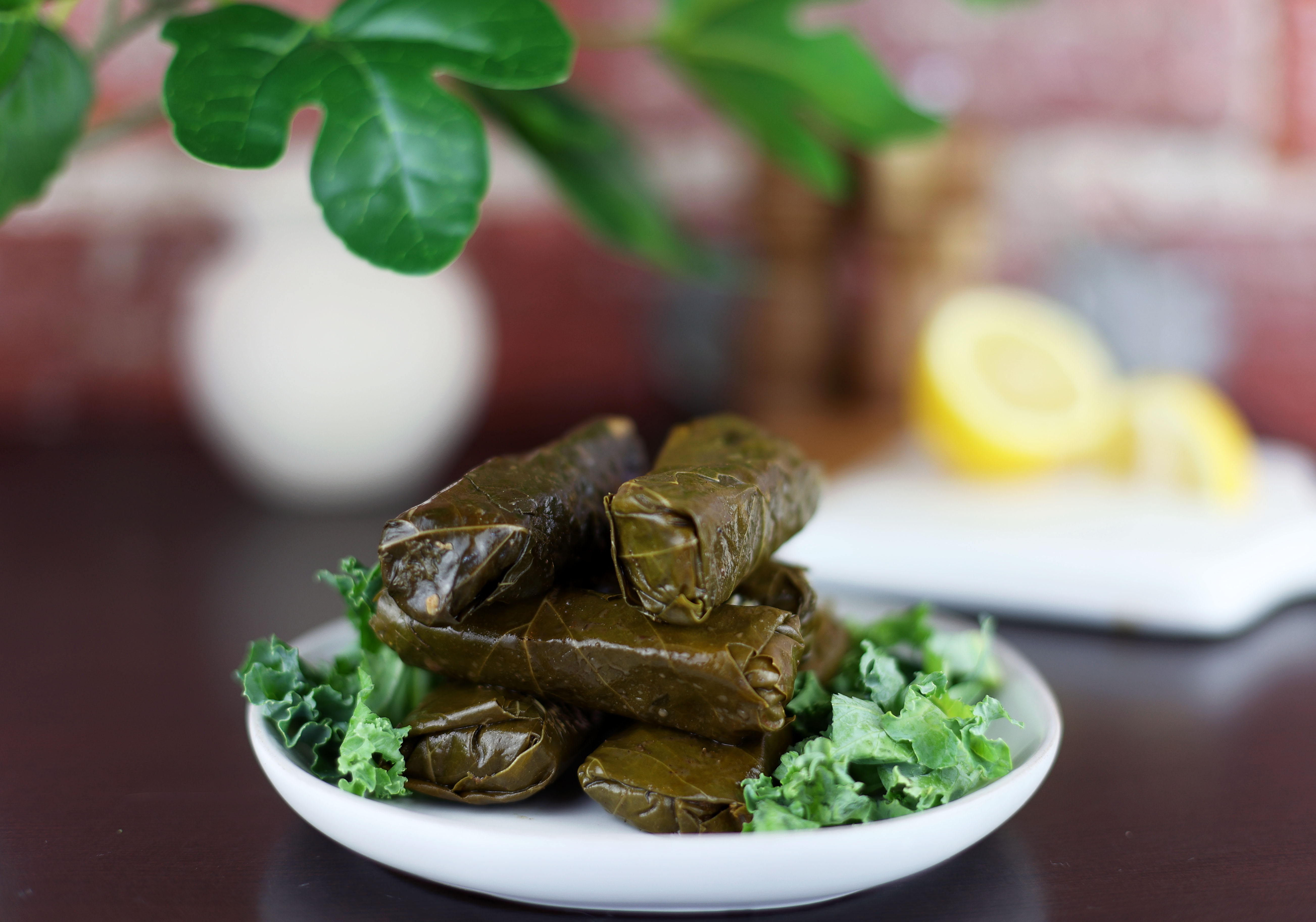 Order Vegetarian Grape Leaves (6 Pcs.) food online from The Butcher Grille store, Dearborn on bringmethat.com