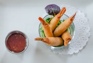 Order Crispy Paper Shrimp (5 pcs) food online from Rice Factory Thai Restaurant store, Milltown on bringmethat.com