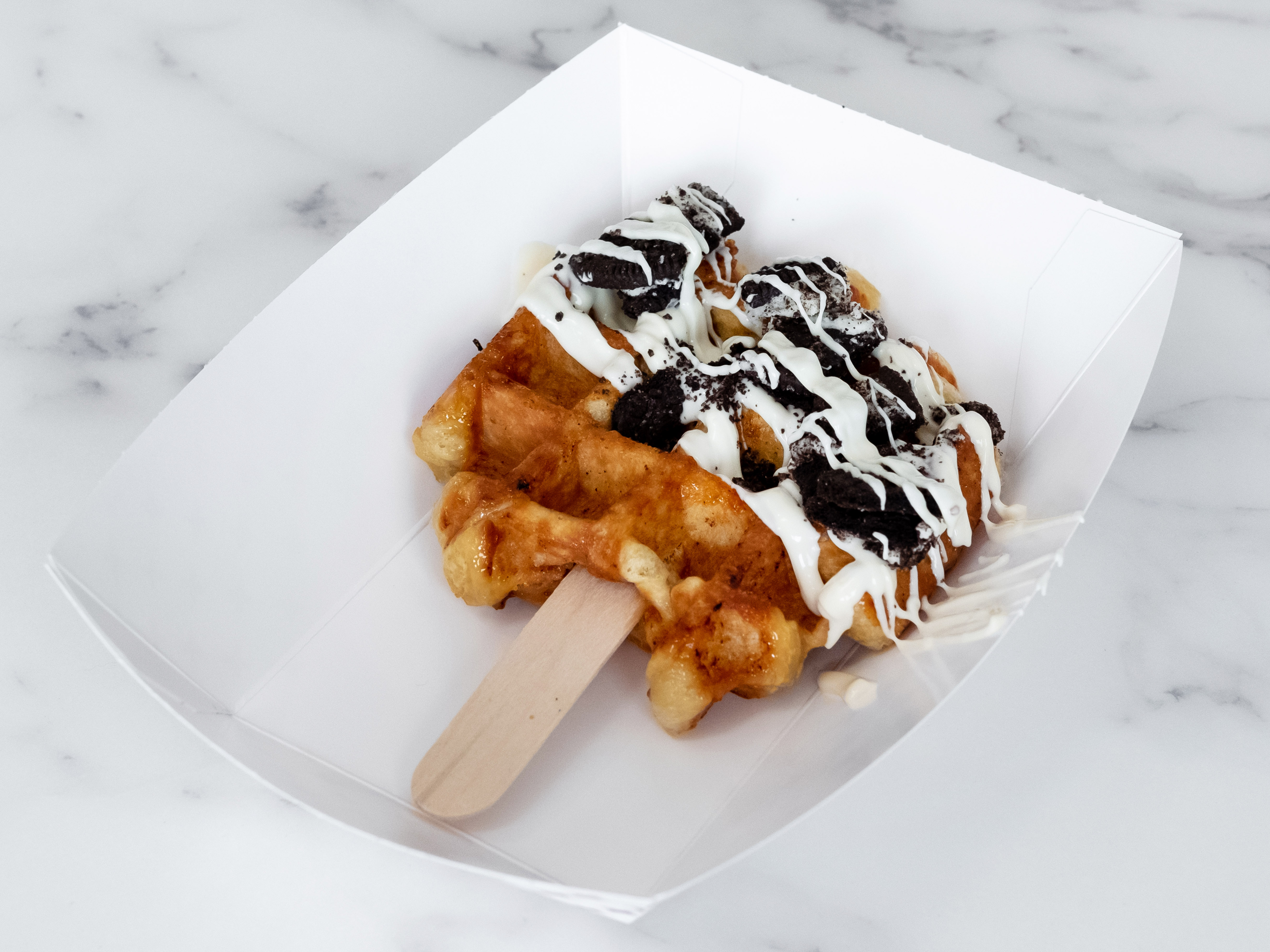 Order Oreo and White Chocolate Waffle food online from Sweet Charlie's Hand Rolled Ice Cream store, Durham on bringmethat.com