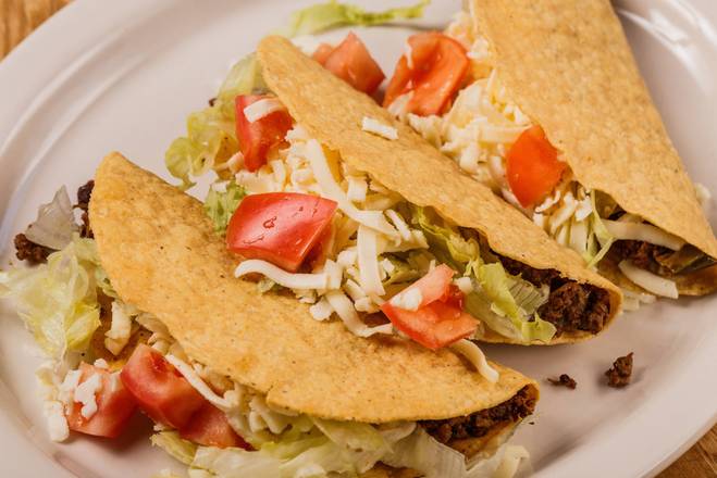 Order 37. Beef Tacos (3 pcs) food online from Los Tres Amigos Mexican Restaurant store, Slidell on bringmethat.com
