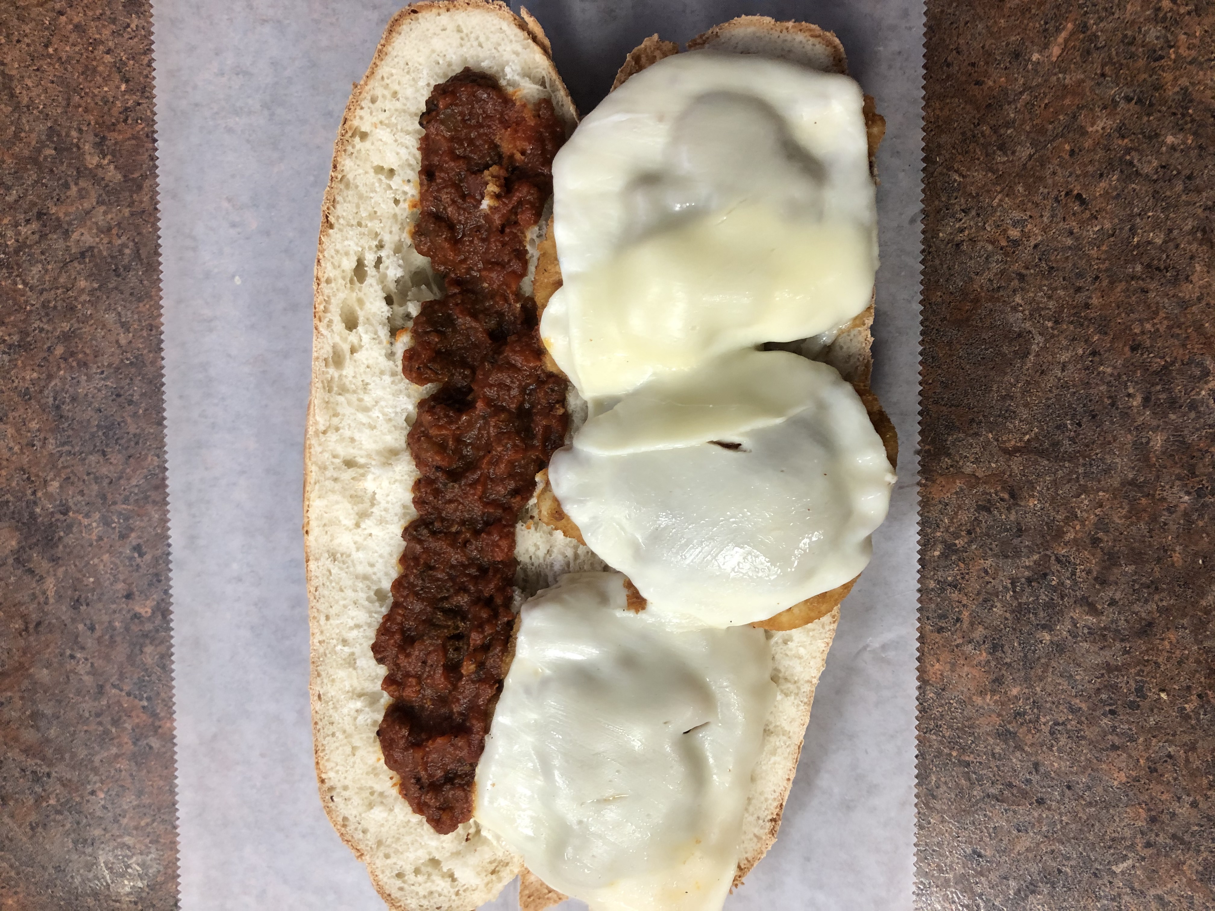 Order Chicken Parm Hot Sub food online from Harper Sandwiches & Such store, Middletown on bringmethat.com
